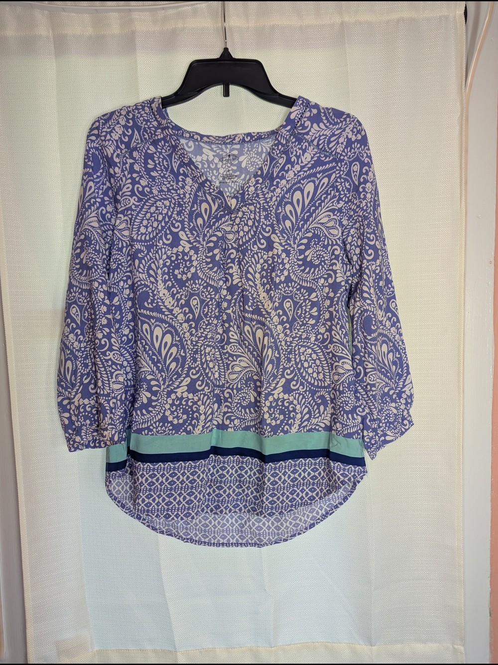 St. John's Bay Blue Paisley Tunic with Aqua Accent